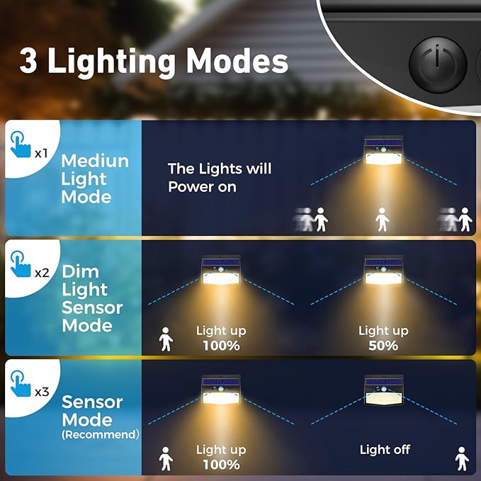 Solar Motion Sensor Lights Outdoor [ 12 Packs/138 LED ] Solar Fence Lights with 3 Lighting Modes, Solar Powered Security Lights Waterproof for Outside Yard Garden Backyard Deck Step Garage,Warm White