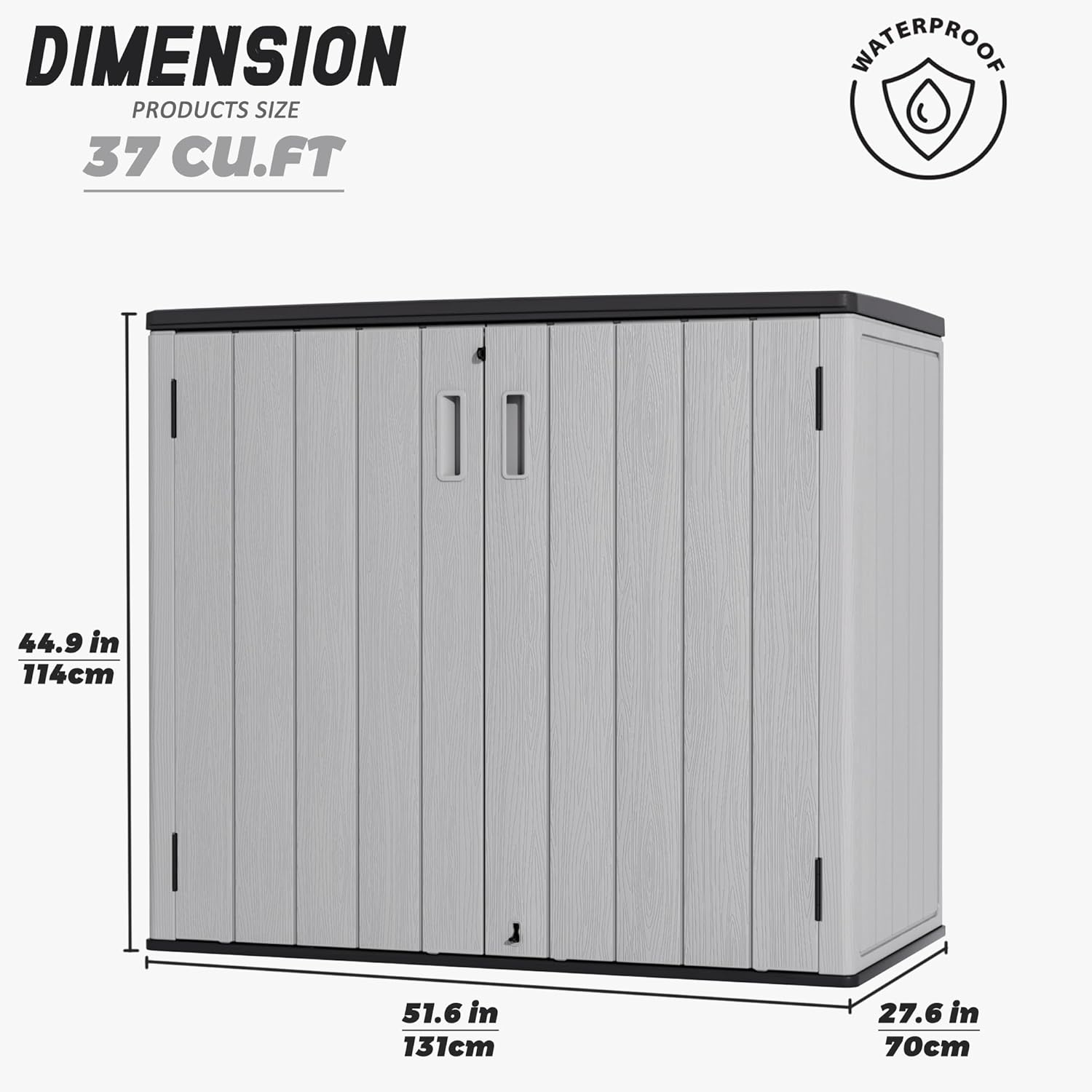 Large Outdoor Storage Box,Resin Sheds&Outdoor Storage Waterproof/Lockable,Outdoor Storage Cabinets for Balcony,Garage,Backyard (37Cu.ft-Pale Grey)