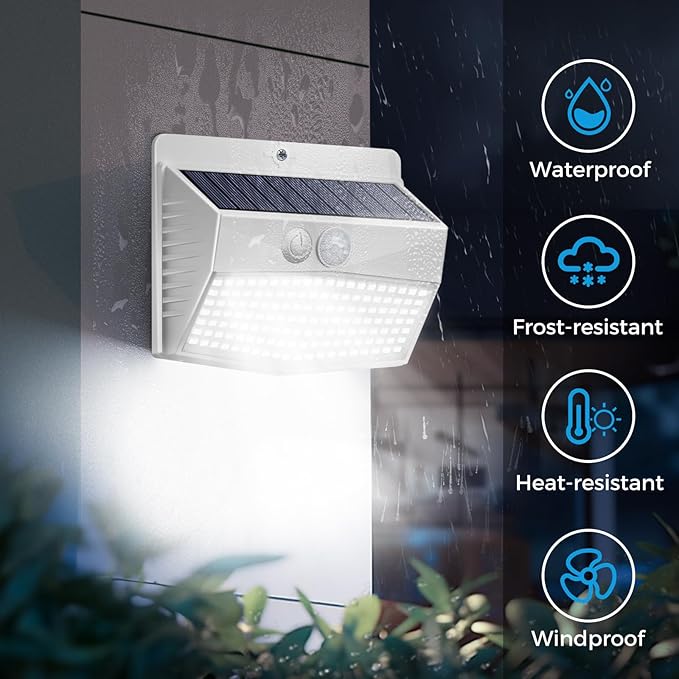 Solar Lights Outdoor Motion Sensor [138 LED/10 Packs] Solar Security Lights with 3 Lighting Modes Solar Wall Lights Waterproof Solar Powered Lights for Garden Fence Yard Deck, White