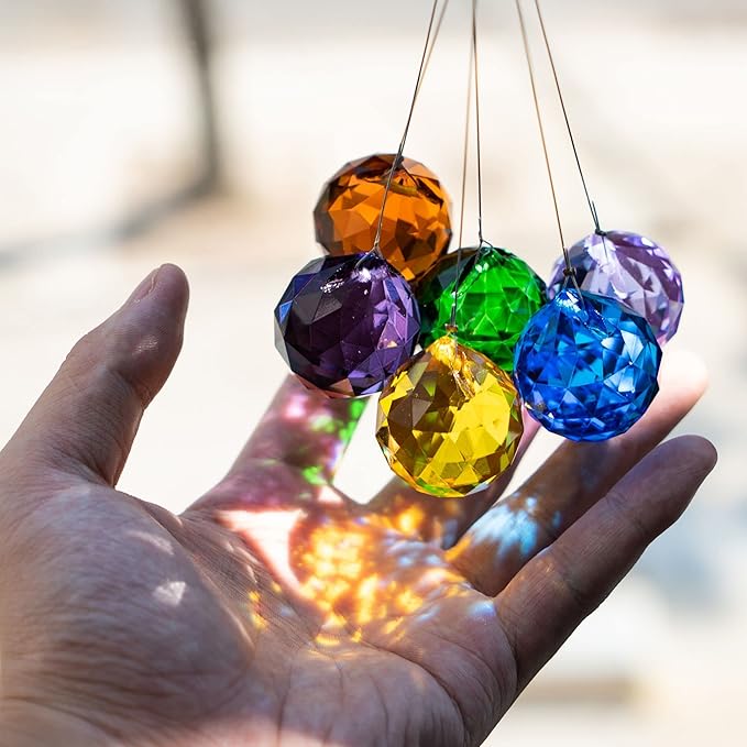 10 Pack Crystal Ball 1.18"/30mm Prism Sun Shine Catcher Rainbow Pendants Maker, Hanging Crystals Prisms for Windows, for Feng Shui, for Gift (Multi-Colors)