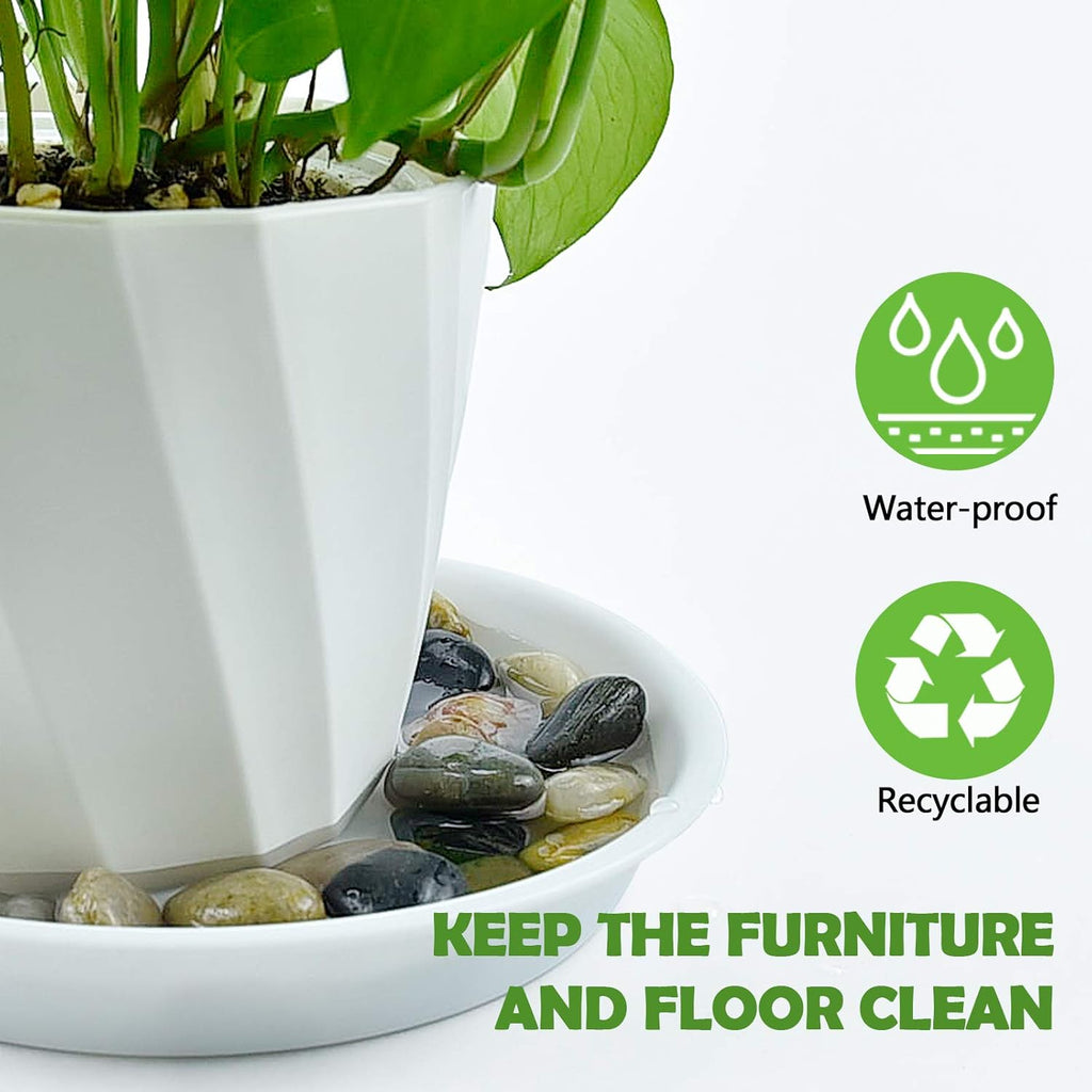 3 Pack Plant Saucer Heavy Duty Sturdy Drip Trays for Indoor and Outdoor (16 Inch, White)