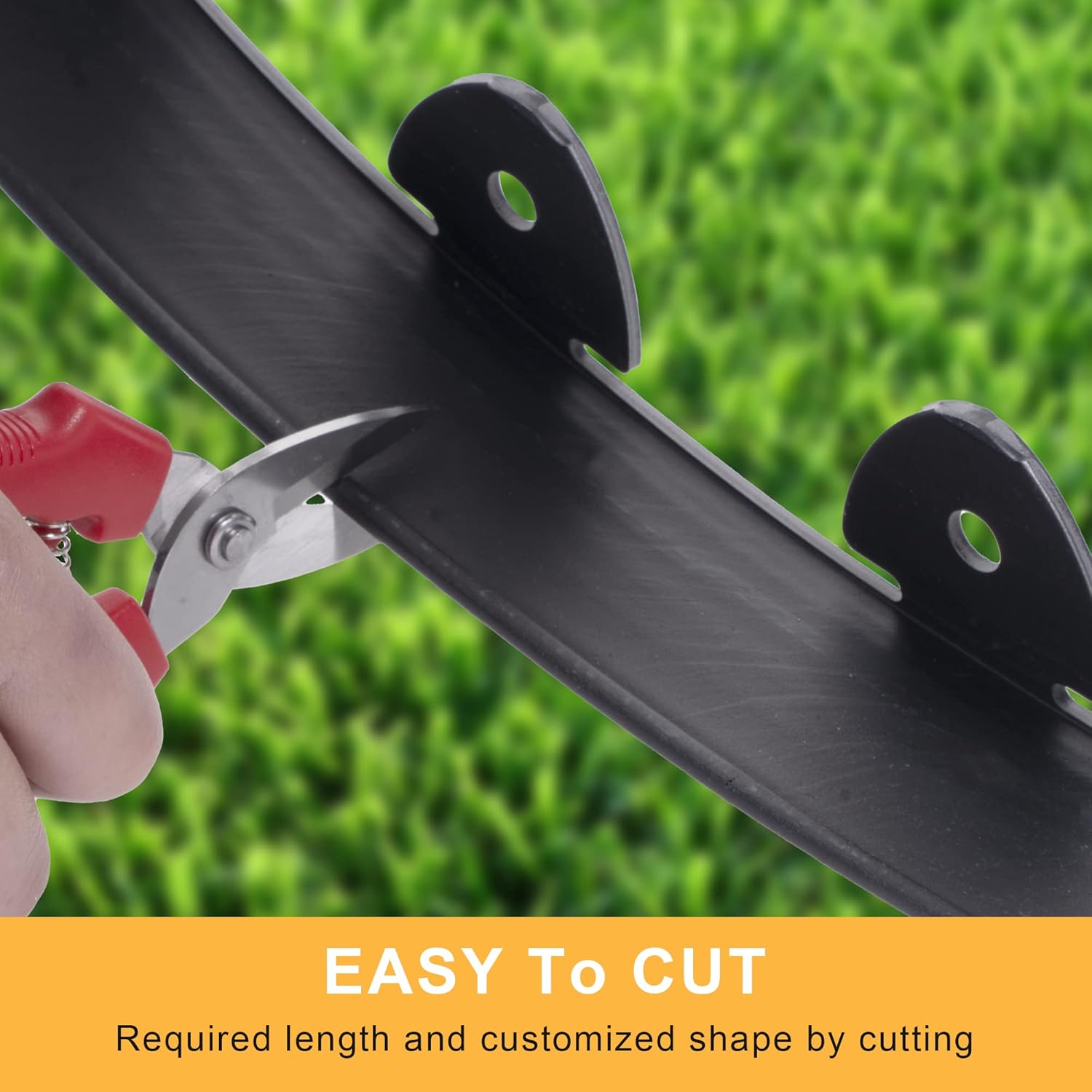 Landscape Edging, 90' 2" Tall Garden Edging with Scissors, Lawn Edging with 108 Garden Spikes and 5 Connectors, Heavy Duty PP&PE Material Edging for Landscaping, Garden, Lawn, Black