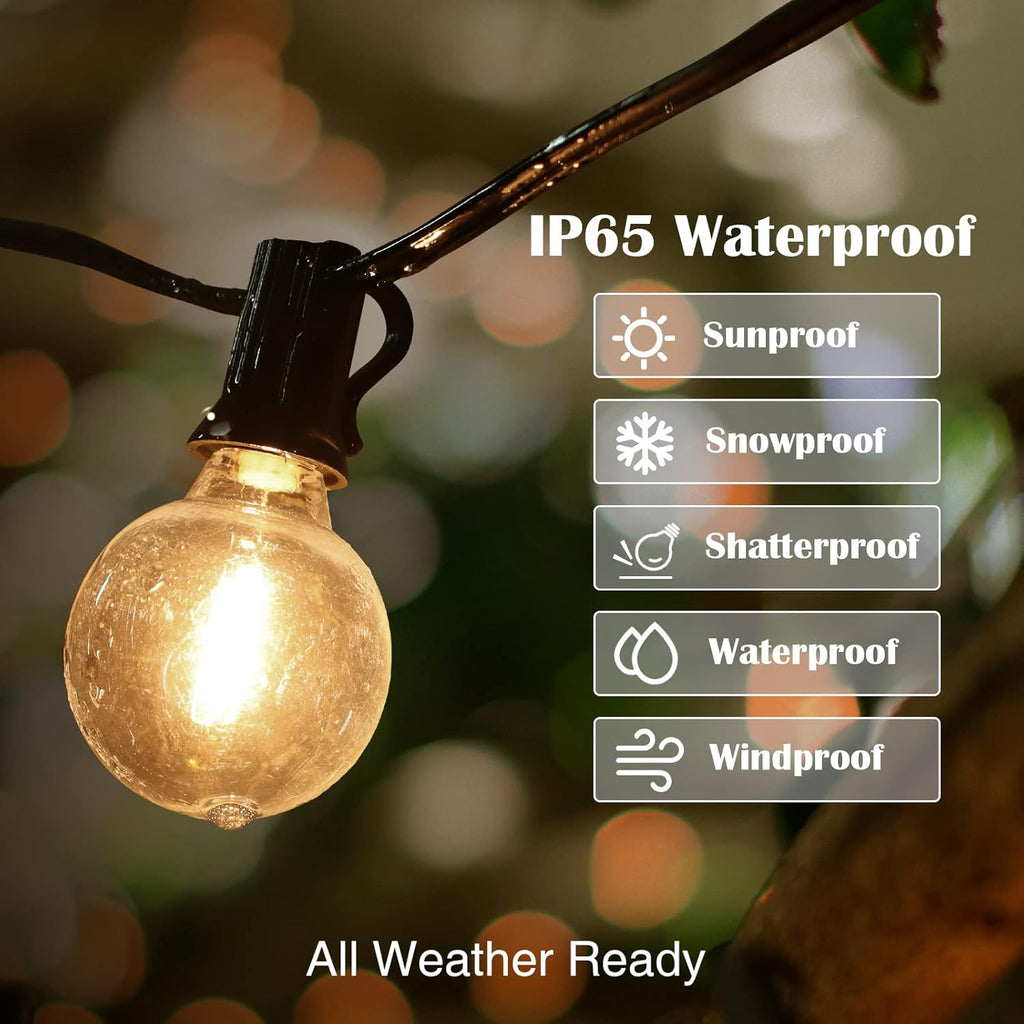 ZJOJO 50FT Outdoor String Lights, G40 Globe Outdoor Lights with 25 Shatterproof LED Bulbs (1 Spare), 2700K Hanging Waterproof Patio Light, Connectable String Lights for Outside Backyard Porch Party
