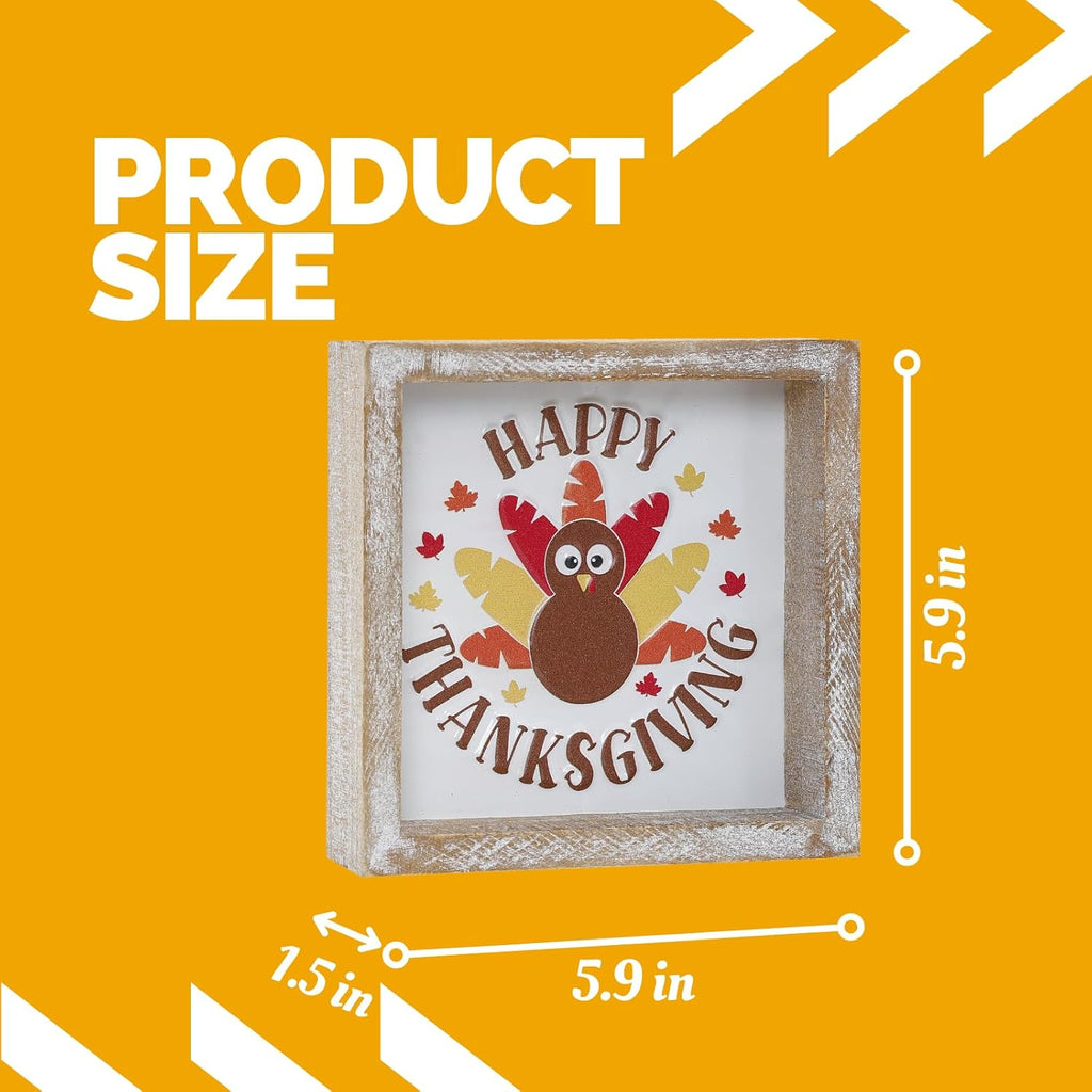 Embossed Happy Thanksgiving Sign, Thanksgiving Decorations for Table Cubicle Desk Mantel Fireplace, Vintage Autumn Decor Indoor Wooden Turkey Sign