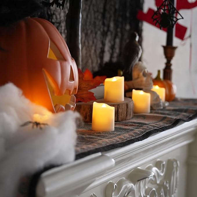 LED Tea Lights Rechargeable Candles with USB Charging Cable, 6 PCS Votive Tea Light with Remote, Flameless Flickering Warm White Tealights Candle for Halloween, Pumpkin Light, Christmas Decoration