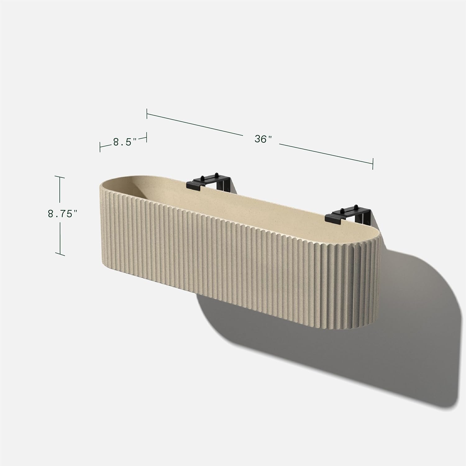 Veradek Demi Series Railing Planter - Hanging Planter Box for Windowsill/Balcony | Plastic-Stone Composite w/Railing Bracket | Modern Décor for Flowers