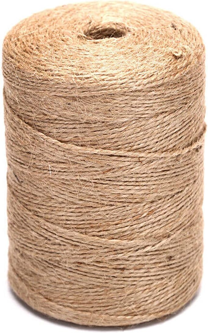 1100 Ft Natural Jute Twine String 2mm 3ply Thin Ribbon Hemp Twine for Craft Plant Gift Wrapping Christmas Handmade Arts Decoration Packing String Bulk (1100 Ft (330M))