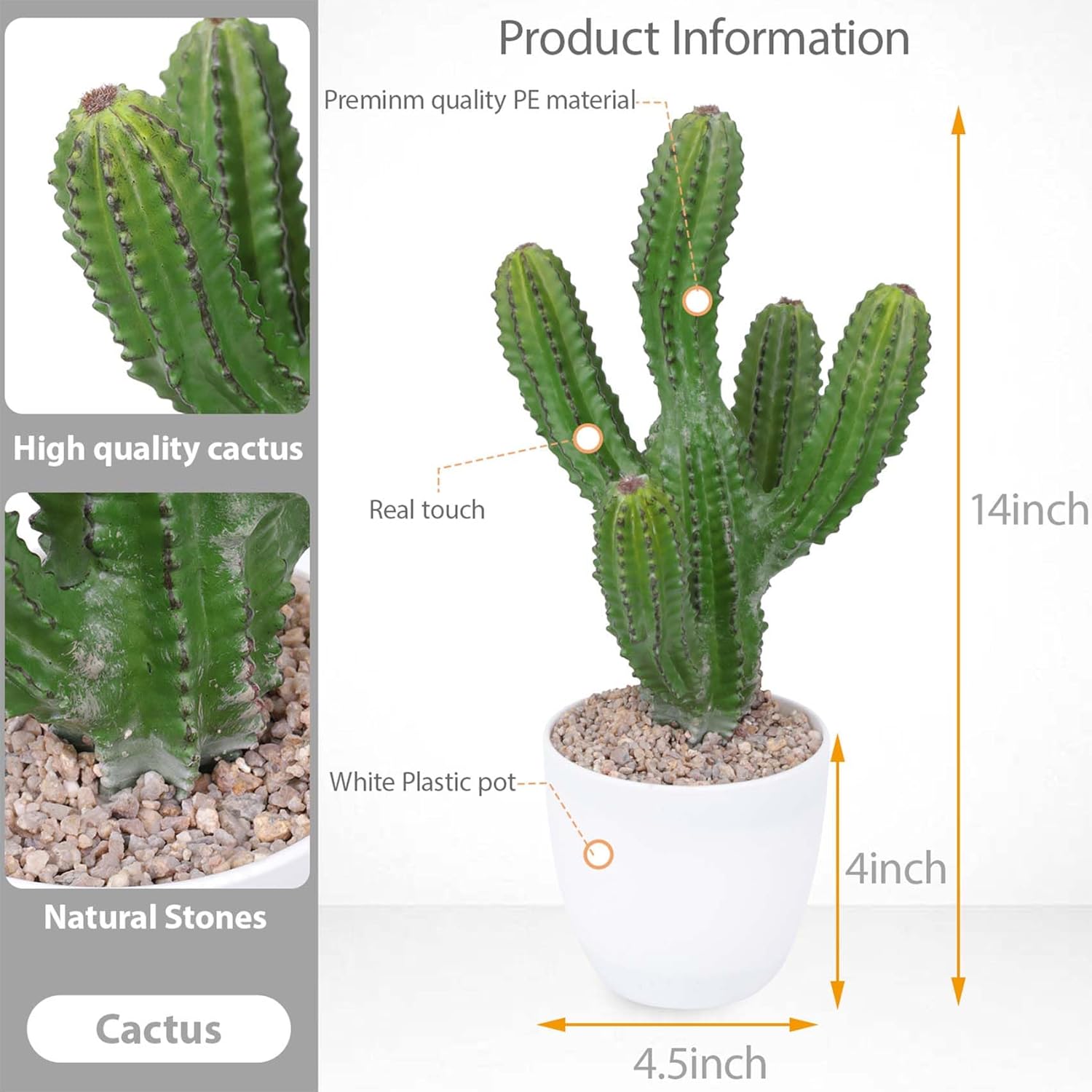 Artificial Cactus 14inch Faux Cacti Fake Succulent Plants for Indoor Outdoor Home Office Garden Decor