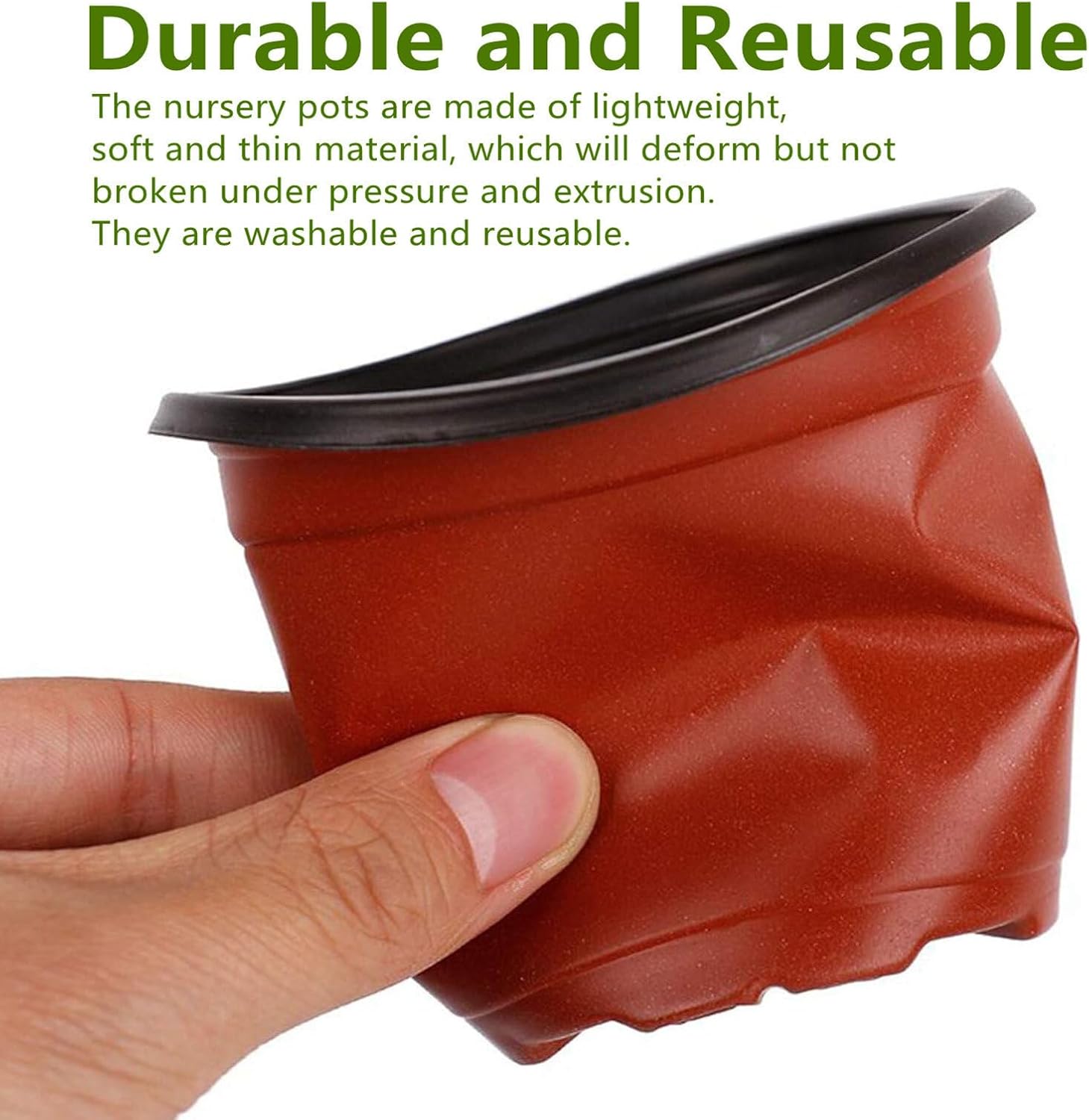 100 PCS 7 Inches Plastic Plant Nursery Pots, Reusable for Succulents, Seedlings, Cuttings, Transplanting,Seedlings Plastic Plant Pots with Drainage Holes