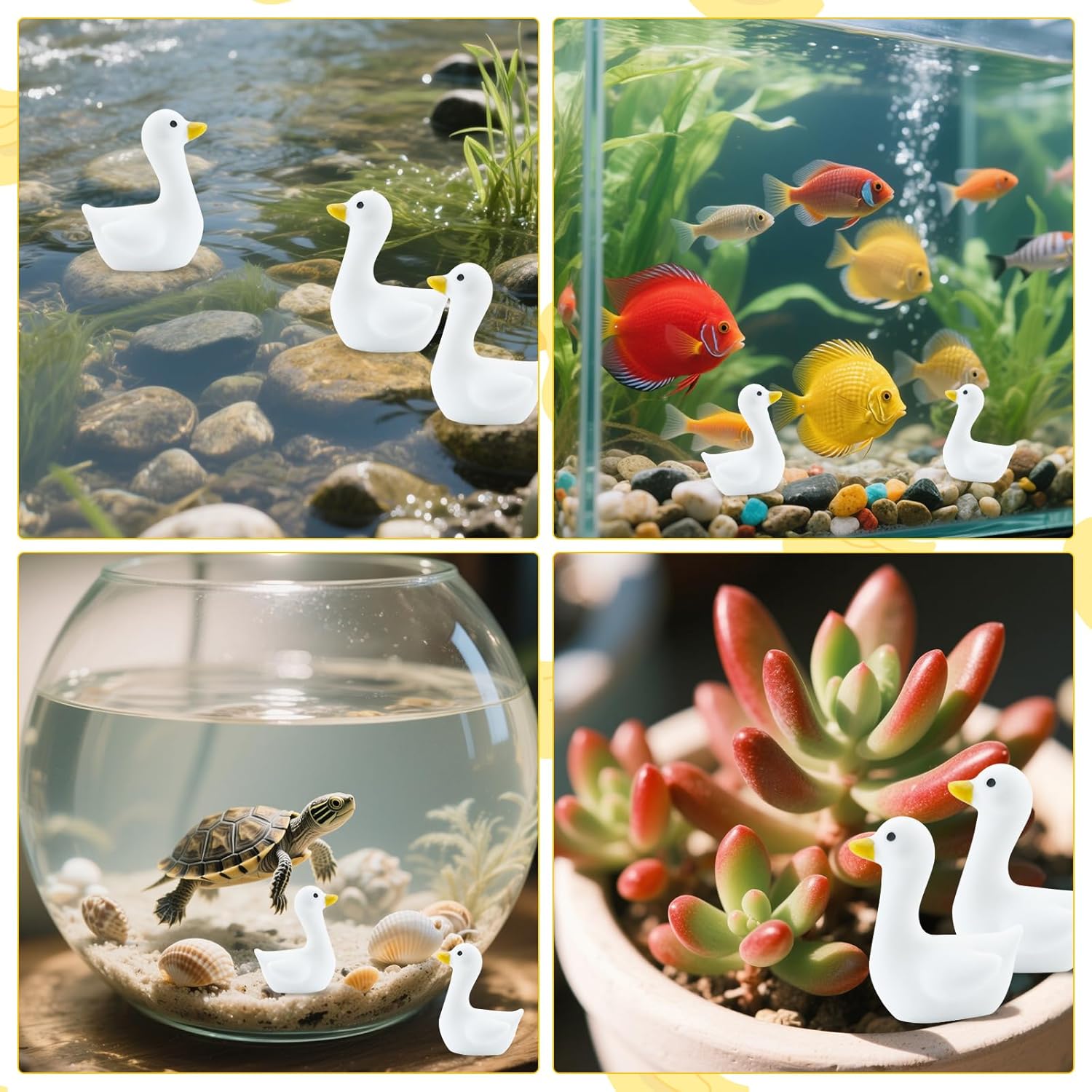 100pcs Mini Tiny Goose Figurines - Resin Geese Animal Statues for Halloween Decorations, DIY Crafts, Party Gifts, Stocking Stuffers, Micro Landscape Ornaments to Hide,Small Desk Goose Decor