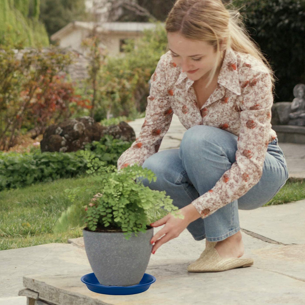 Plant Saucer Pot Tray 10 inch, 2 Packs Plant Drainage Trays, Plastic Flower Planter Saucers and Drip Trays for Indoors, Heavy Durable Plant Plate Water Catcher (Blue)