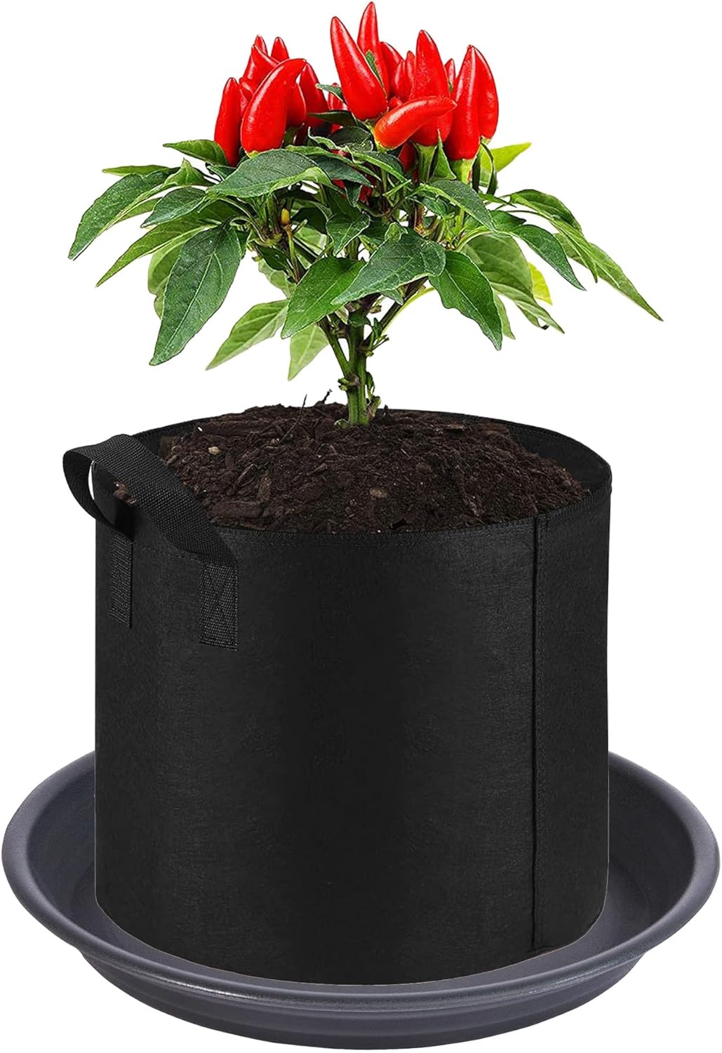 2 Pack Plant Saucer Drip Tray 13 14 inch, Large Plastic Flower Planter Saucers and Drip Trays for Indoors Outdoors, Heavy Durable Plant Plate Water Catcher (14", Dark Gray)