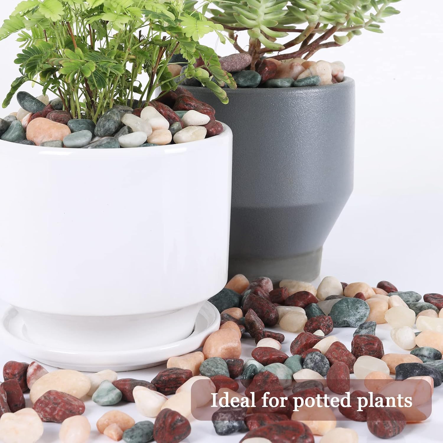 11lbs Natural River Rocks, Polished Pebbles for Plants Garden, 0.3-0.8 inch Decorative Countryside Stones, Ideal for Fish Tank, Vases, Home Decor and Garden Landscaping,Countryside