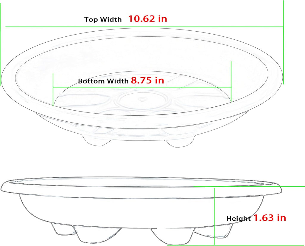 6 Pack of Plant Saucer 10 inch, Heavy Duty Clear Plastic Plant Trays, Plant Pot Saucers, Plant Water Tray for Planters
