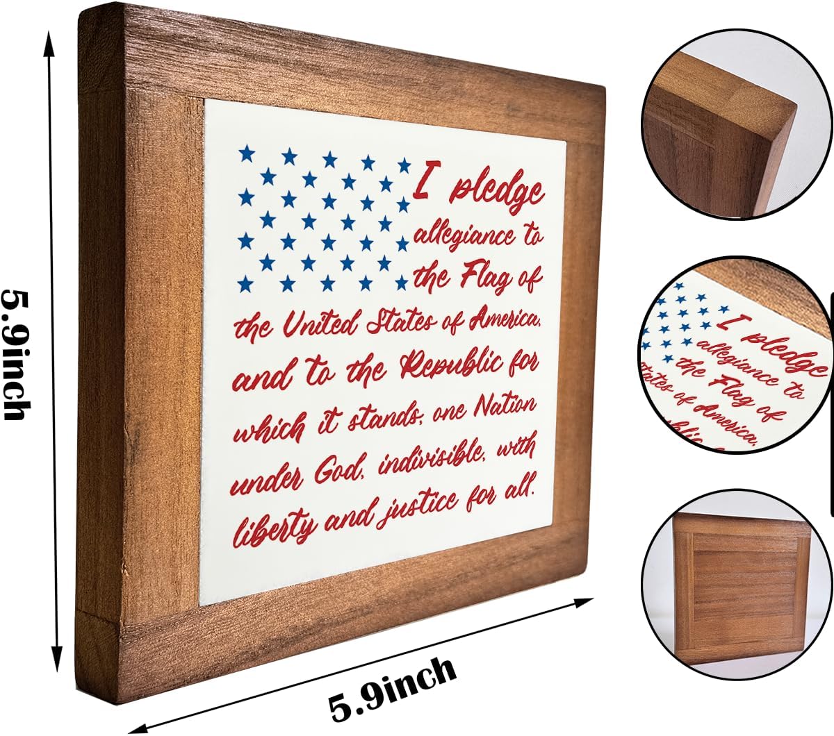 Patriotic Wood Plaque Sign, I Pledge Allegiance to the Flag of United States of America, Box Wood Plaques Desk Décor, American Flag Wooden Sign, 4th of July Decoration, Independence Day Decor A