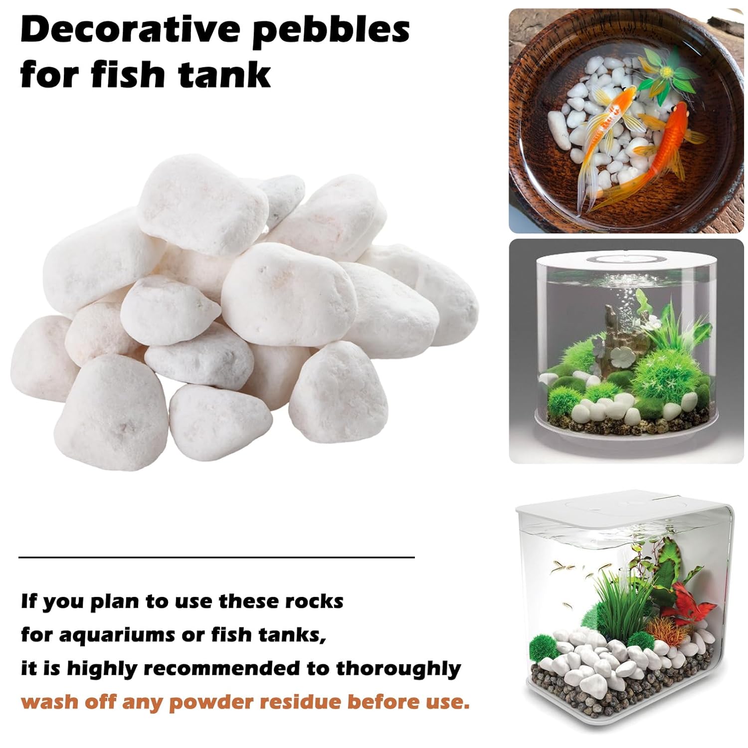 11 Lbs Natural River Rocks for Plants 1.6-2.5 inches Large White Landscaping Garden Stones White Aquarium Gravel Decorative Pebbles for Indoor Outdoor Planters Home Decor