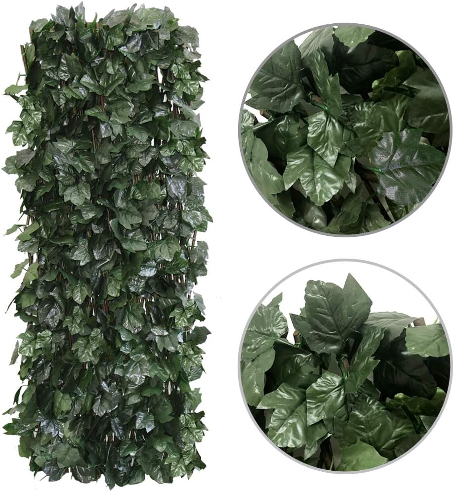 Expandable Fence Privacy Screen for Balcony Patio Outdoor,Decorative Faux Ivy Fencing Panel,Artificial Hedges (Single Sided Leaves)……