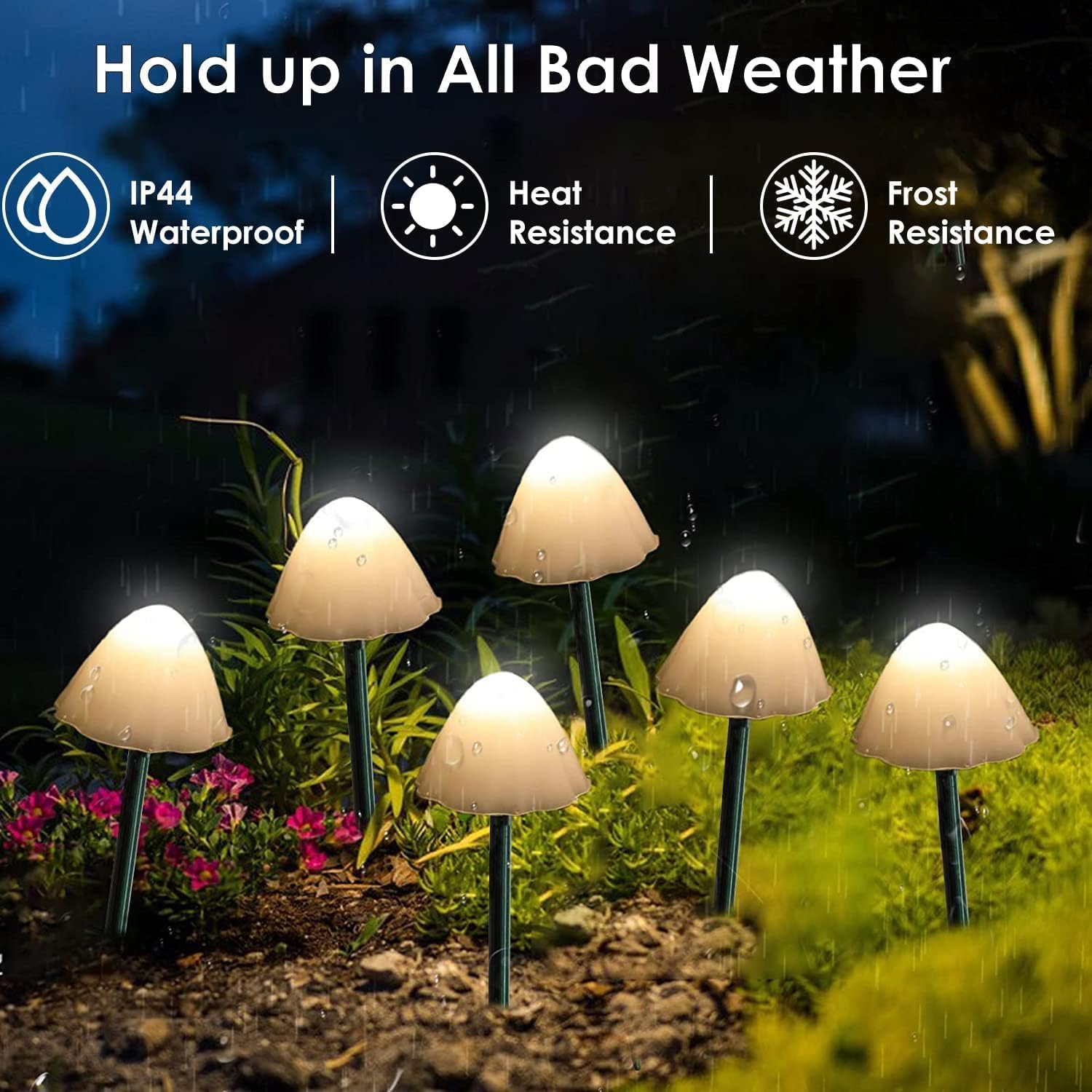 Outdoor Solar Garden Lights, Mini Solar Mushroom Light Outdoor Waterproof Cute Mushroom Shaped Pathway Landscape Lights for Yard Patio Party Wedding Festival Decoration (Warm White)