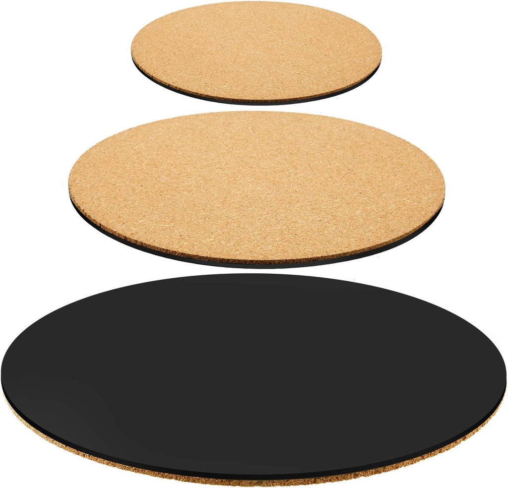 Patelai 3 Pieces Cork Plant Mat Round 6, 8, 10 Inch 3 Sizes Cork Plant Coasters DIY Pad Plate Pad for Gardening Indoor and Outdoor Pots DIY Craft Project