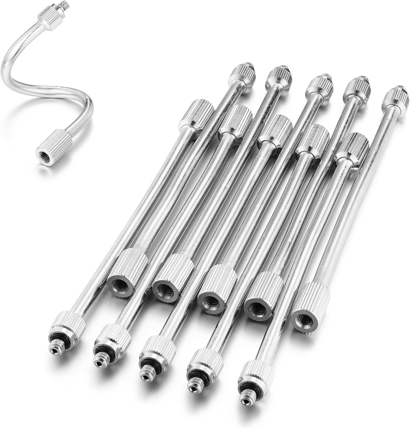 10 Packs Flexible Mister Nozzle Extensions 5.9 Inch,Brass Mist Rod for Mister Nozzles Bendable Copper Extended Pole 10/24 UNC Thread,Outdoor Misting System Nozzle Extension (10, silver)