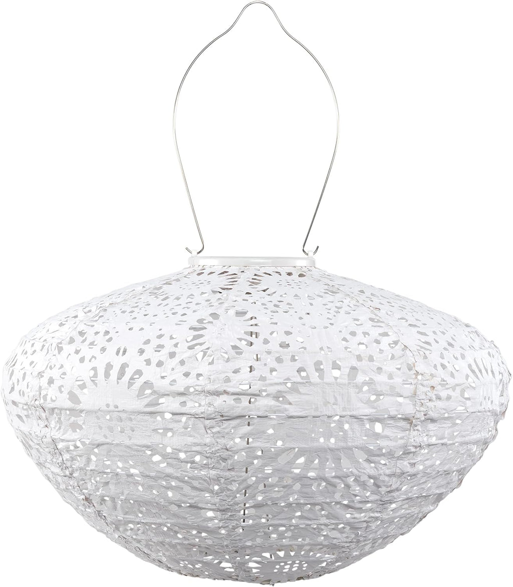 Allsop Soji Stella - Crown Chantilly Lace - 13" Outdoor Solar Latern - White