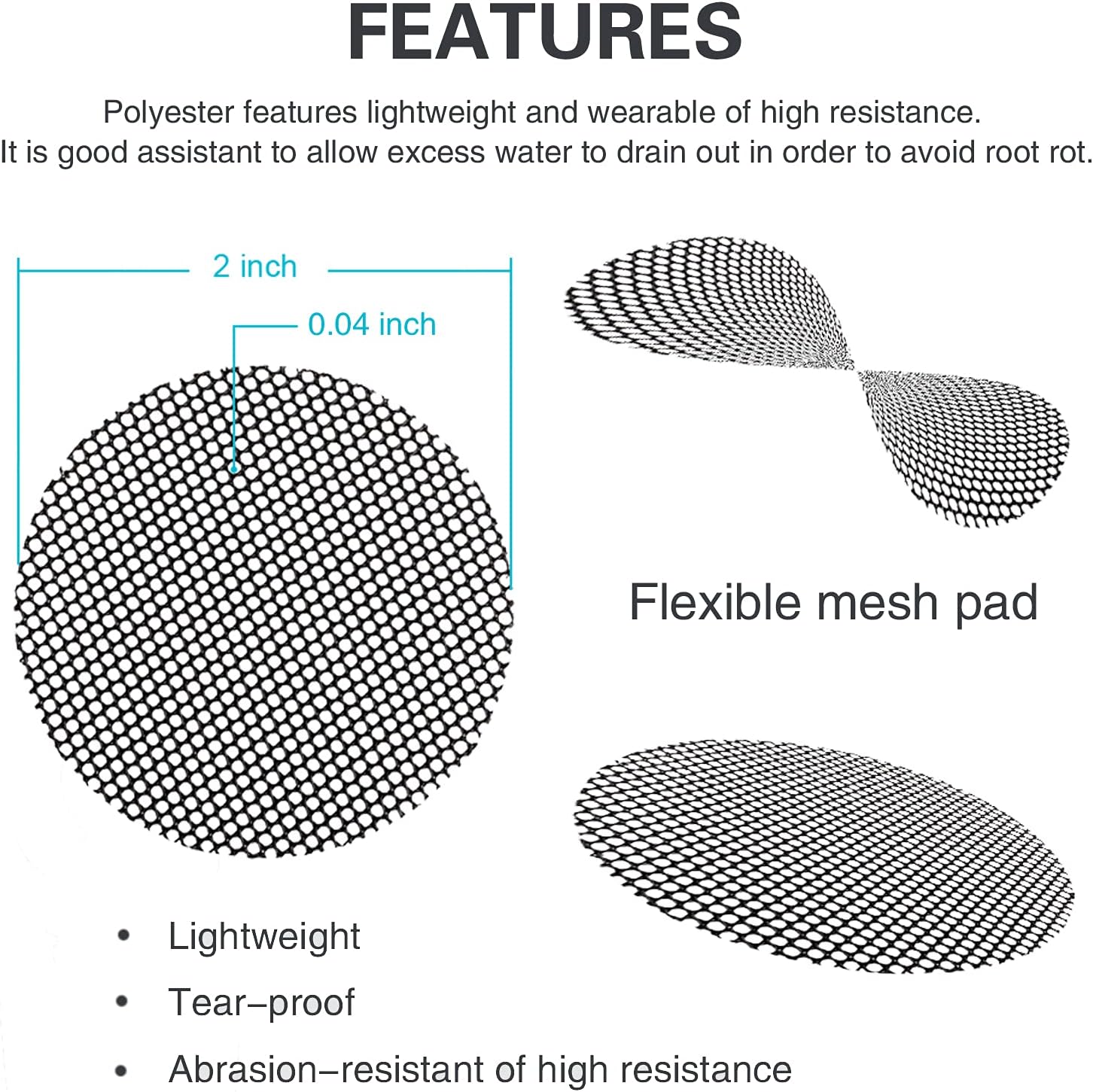 100PCS Bonsai Pot Bottom Grid Mat Mesh, Plant Drainage Screens Gasket, Round Drainage Mesh Hole Screens Keep Soil from Flowing Away, 2 Inch