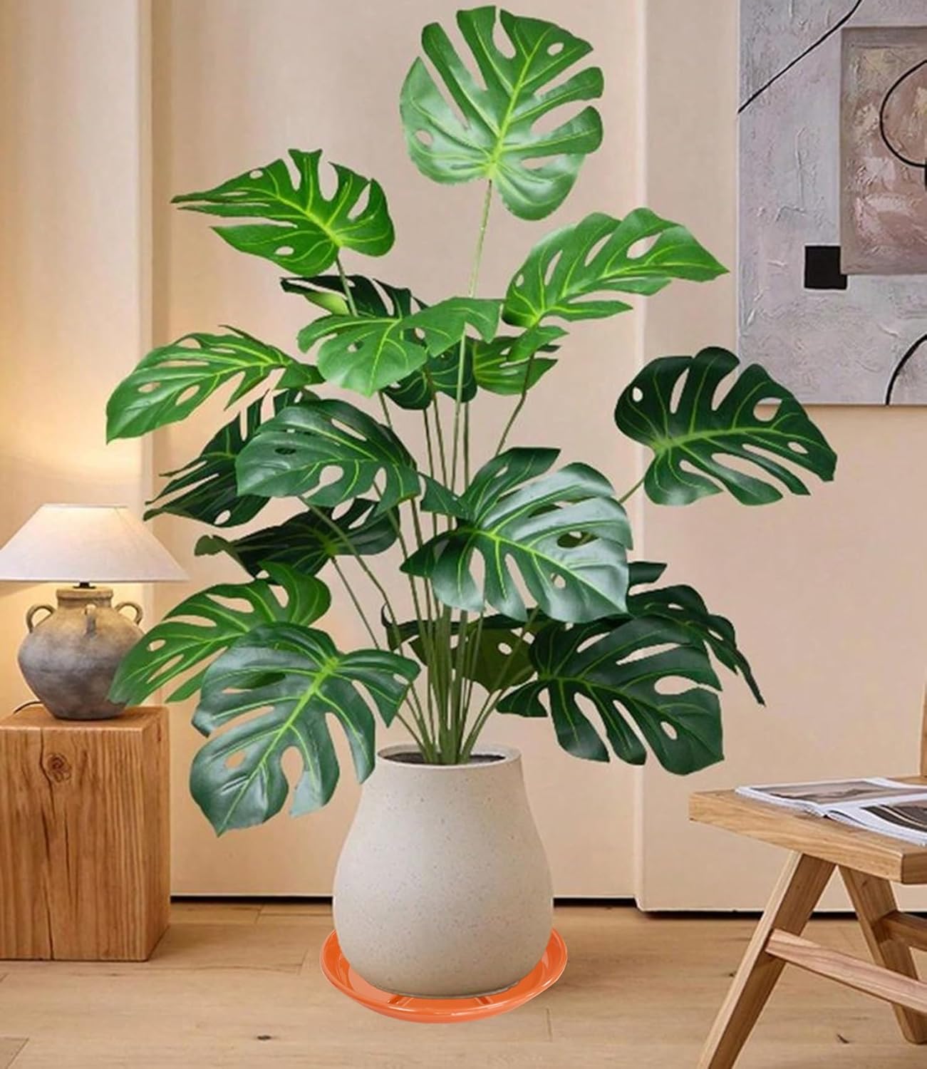 6 Pack of Plant Saucer 12 inch, Large Heavy Duty Plastic Bird Bath Bowl, Plant Drip Trays for Indoors Outdoor, Plant Water Tray for Planters, Red