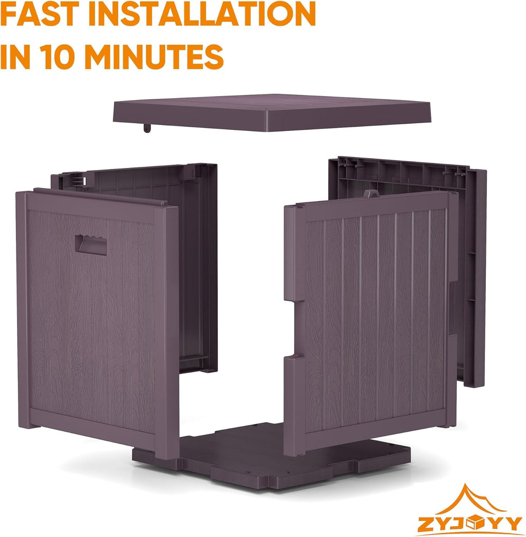 51 Gallon Resin Deck Box, Outdoor Storage Box Waterproof for Patio, Garden, Pool, and Deck, Storage Solution for Cushions, Tools, Delivery Packages, Brown