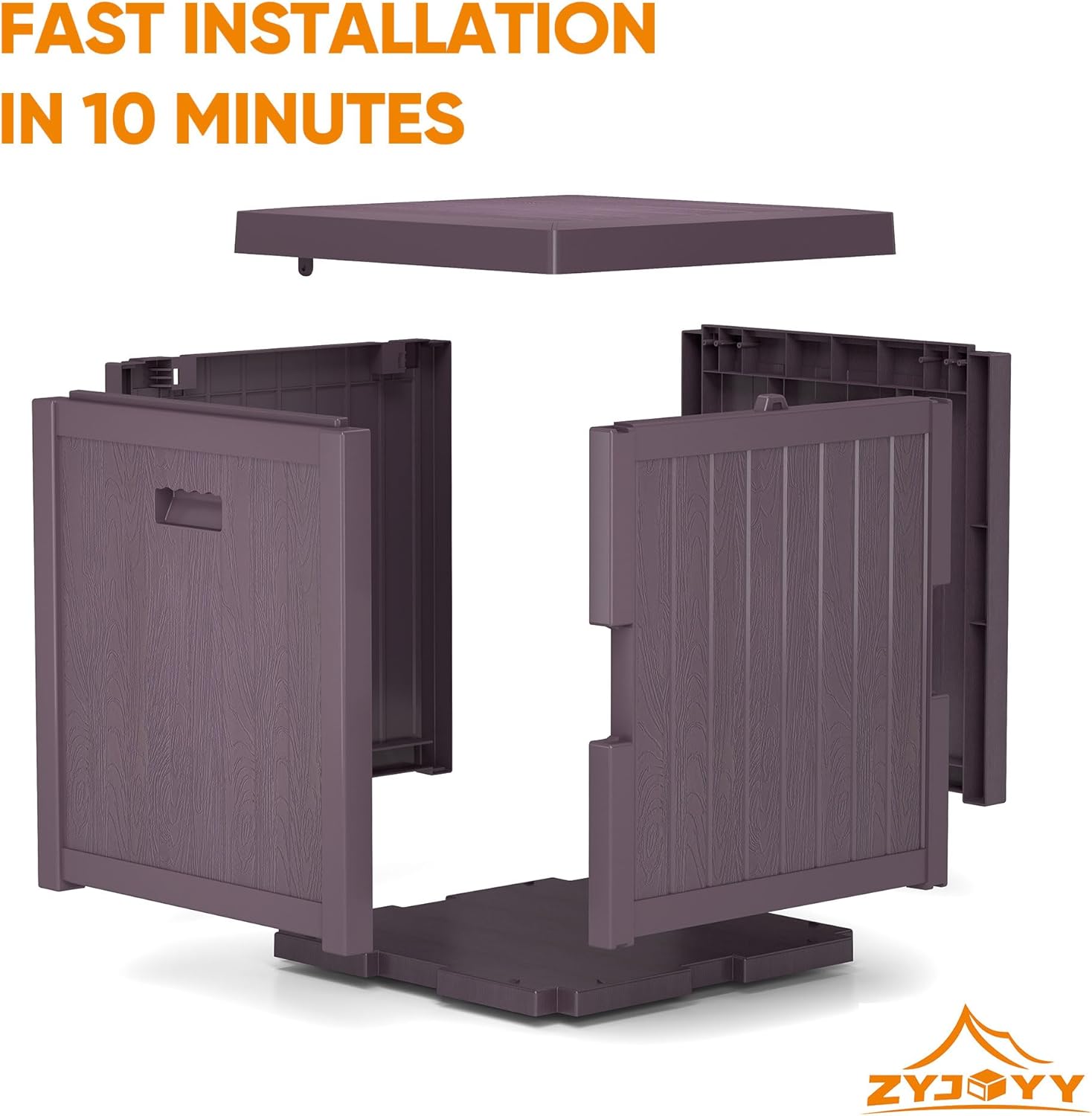 51 Gallon Resin Deck Box, Outdoor Storage Box Waterproof for Patio, Garden, Pool, and Deck, Storage Solution for Cushions, Tools, Delivery Packages, Brown