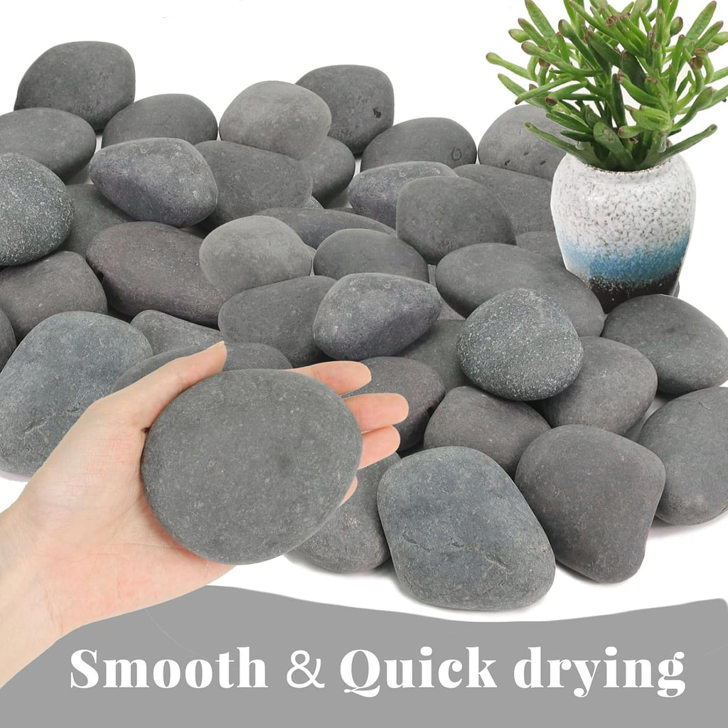 10LB Black Stones Pebbles River Rocks, Natural Beach Pebbles, 2-3" Garden Decorative Stones-2-3 Large Plant Rocks,Ideal for Aquarium, Home Decor