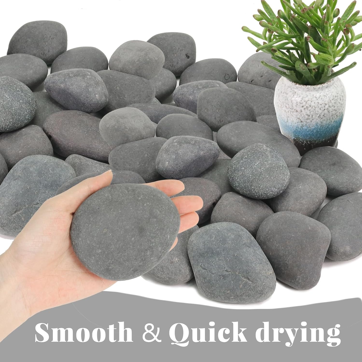 10LB Black Stones Pebbles River Rocks, Natural Beach Pebbles, 2-3" Garden Decorative Stones-2-3 Large Plant Rocks,Ideal for Aquarium, Home Decor