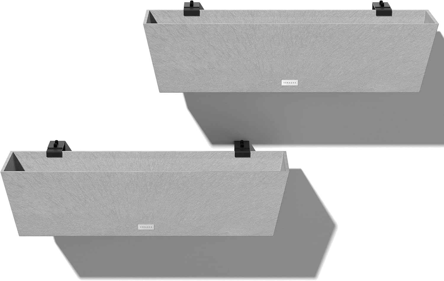 Veradek Pure Series Railing Planter - Plastic Hanging Planter for Outdoor Balcony/Fence | Durable All-Weather Use with Adjustable Brackets | Modern Décor for Flowers, Succulents, Hanging Plants