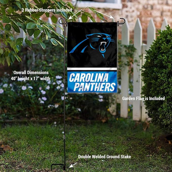 WinCraft Carolina Panthers Garden Flag with Stand Holder