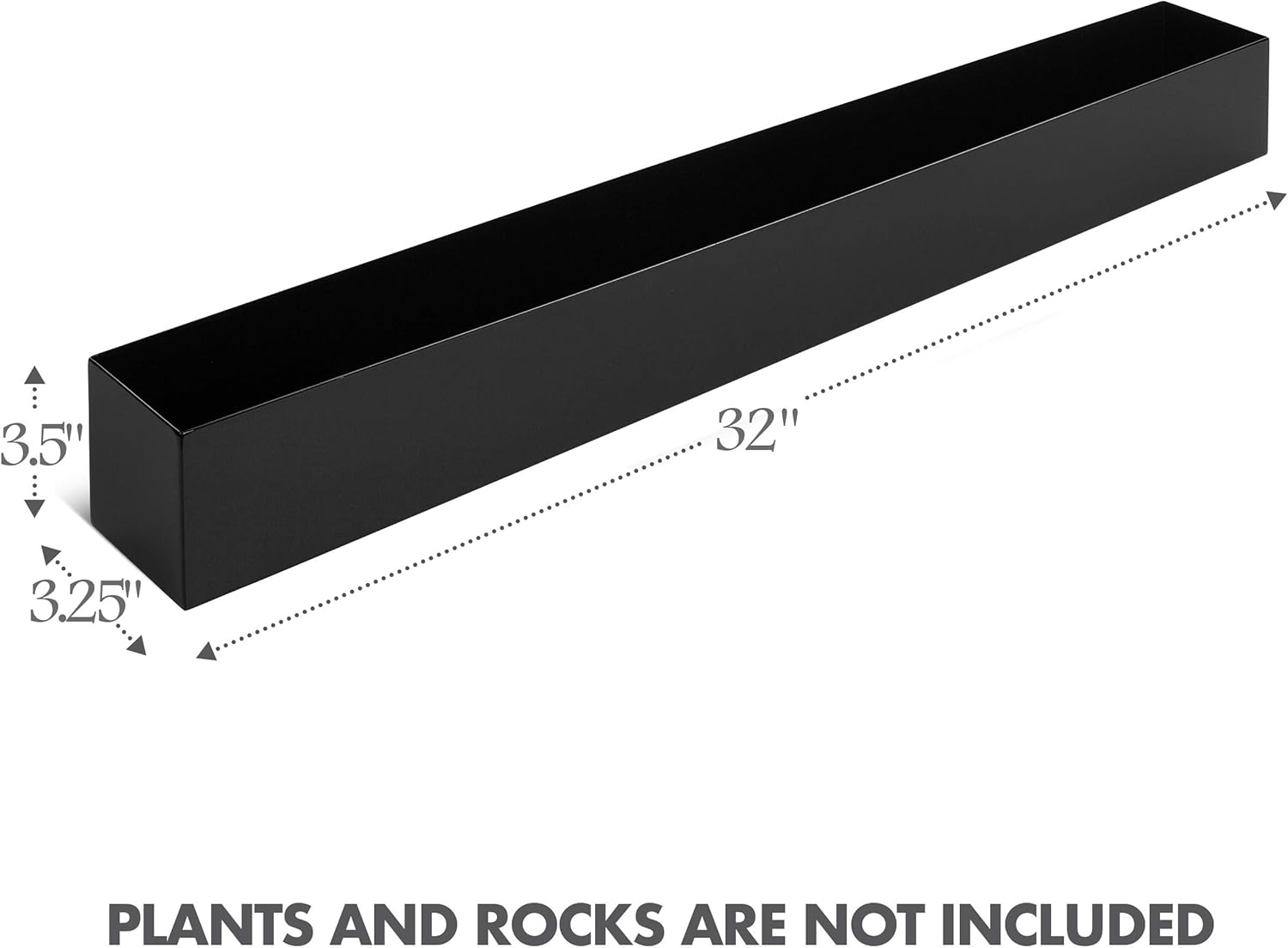 DR&Co Modern Rectangle Planter Box - 32" Metal Planter Ideal for Long Succulent, Rectangular Box for Table or Window Sill, Trough for Indoor Window, Black