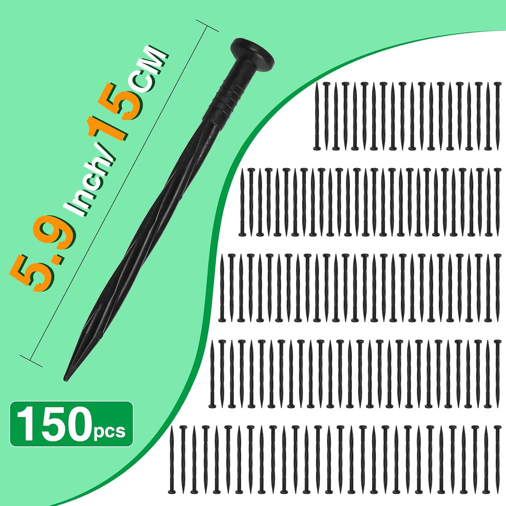 Bonviee 1.5” x 100’ Landscape Edging Kit, Garden Edging Coil with 150 Pcs Spikes, No Dig Lawn Border Design