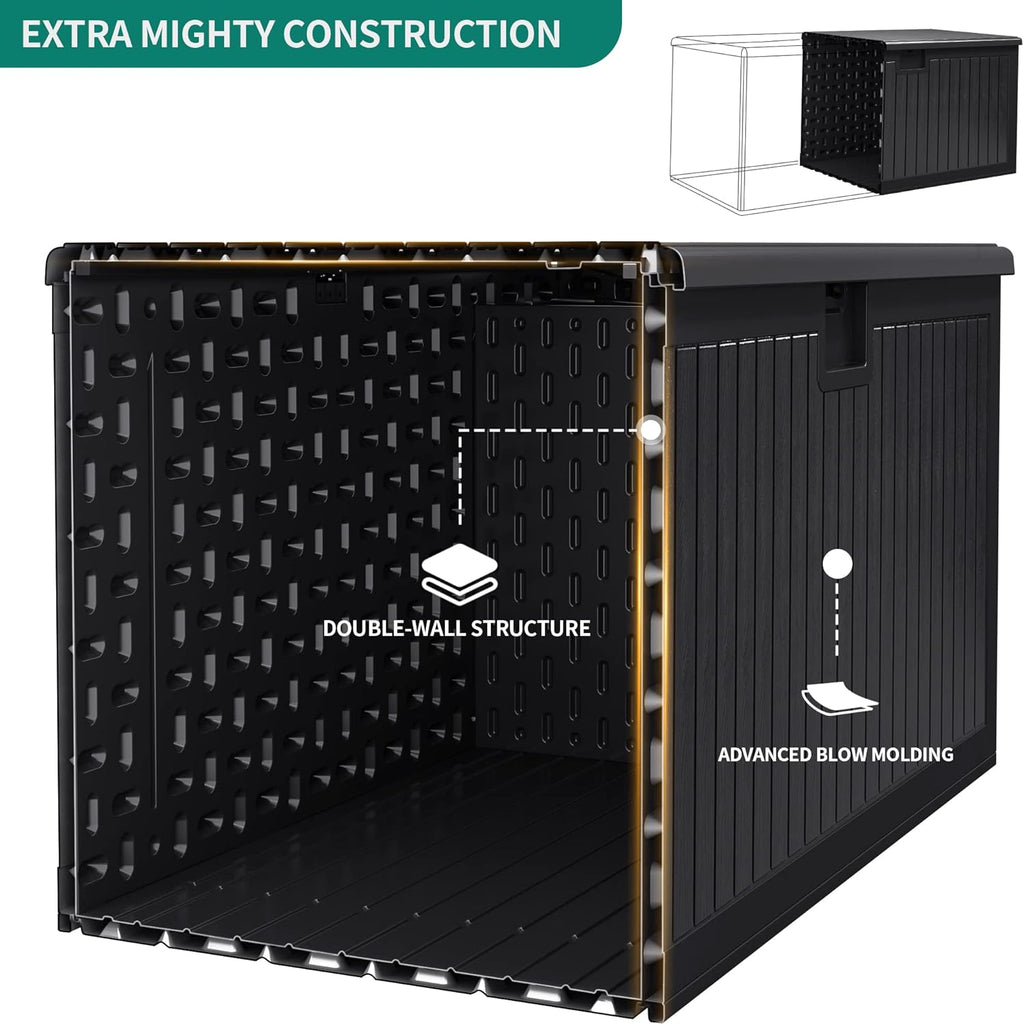 YITAHOME 260 Gallon Extra Large Deck Box, Double-Wall Resin Outdoor Storage Box with Flexible Divider for Patio Cushions Pool Supplies Garden Tools, 1000lbs Load Capacity, Lockable&Waterproof (Black)