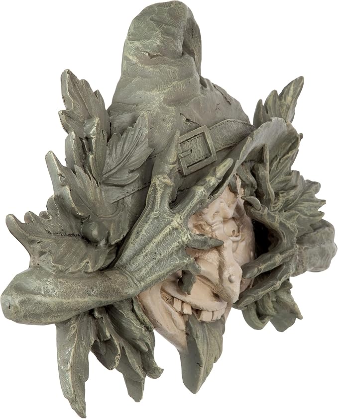 Design Toscano Poison Ivy Forest Witch Greenman Wall Hanging Sculpture, 15.5" Wx2 Dx9.5 H, two tone stone