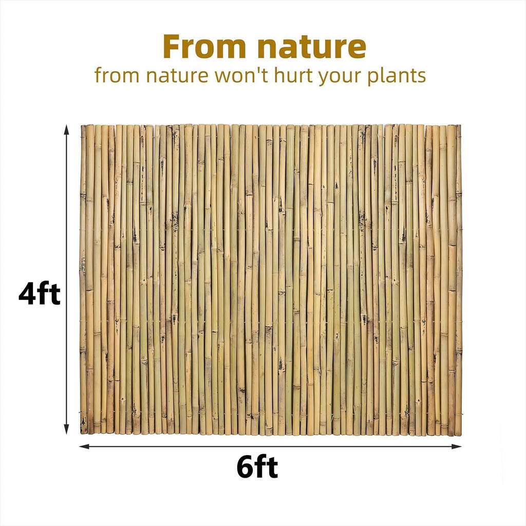 Natural Bamboo Fence, 4 ft x 6 ft Bamboo Fencing Screen for Garden, Rolled Privacy Fence Screen for Indoor or Outdoor (1.2m x 1.8m Approx)