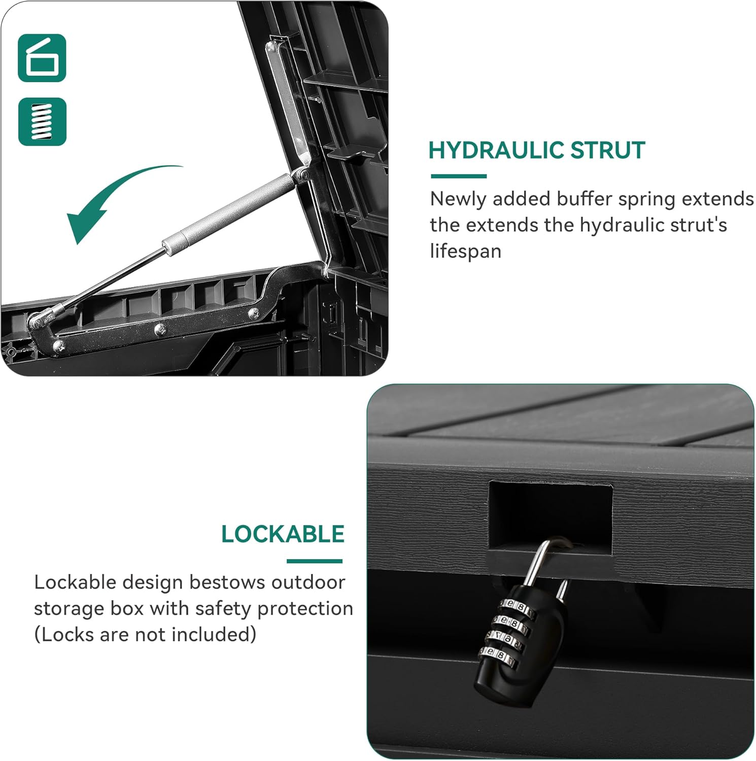 YITAHOME 100 Gallon Outdoor Storage Box, Large Water Resistant Resin Deck Box, Indoor Outdoor Lockable Storage Container for Patio, Garden, Cushions, Tools, Equipment (Black)