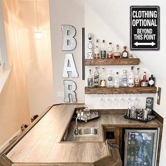 Clothing Optional Beyond This Point Sign Vintage Metal Tin Signs Man Cave Decor Bar Signs Wall Decor For Room Gifts For Men Black Sign 12 X 8 Inch