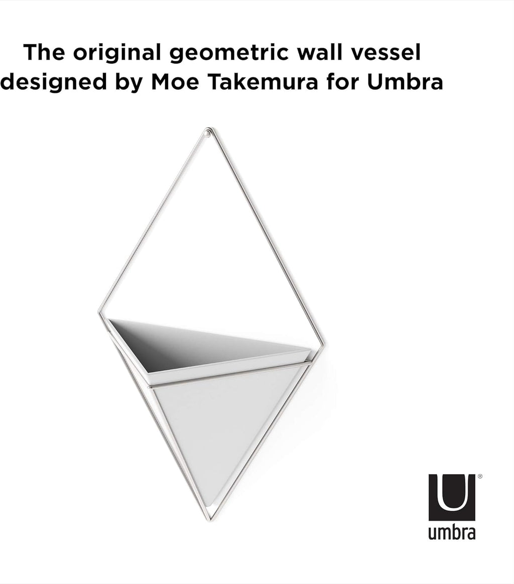 Umbra Trigg Hanging Planter Vase Wall Decor, Pot and Container for Succulents, Cactus, Faux Plants, and More, Large, White/Nickel