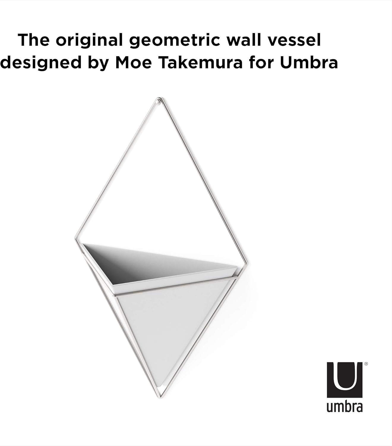 Umbra Trigg Hanging Planter Vase Wall Decor, Pot and Container for Succulents, Cactus, Faux Plants, and More, Large, White/Nickel