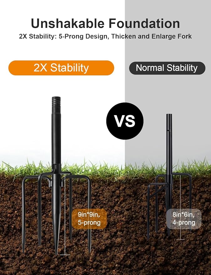 6 Pack String Light Poles for Outside, Thickened Metal Lights Hanger Pole Outdoor with Fork, Lighting Hanging Post Accessories for Patio Decor Garden Backyard Yard Front Porch Outside Decorations