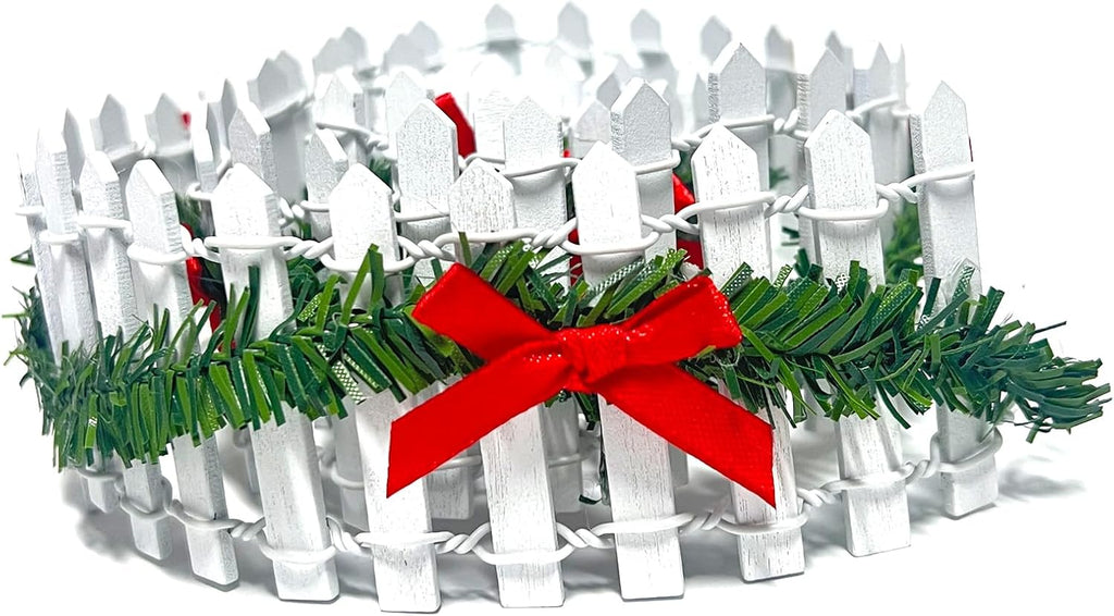 35 Inches Mini Fairy Garden Fence DIY Christmas Small Wood Decorative Picket Fence Micro Landscape Miniature Ornaments for Dollhouse, Crafts, Diorama Project, Plant Pot, White