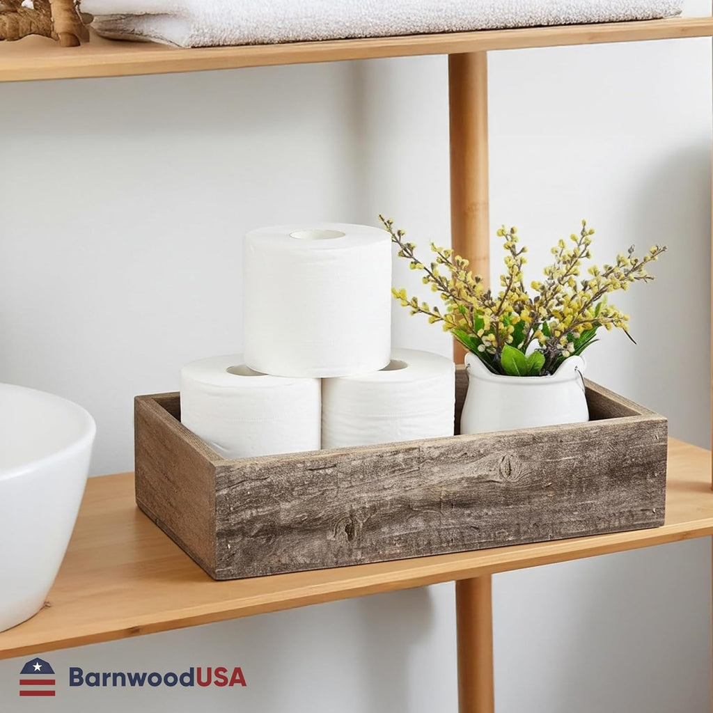 Small Wooden Planter Box – Rustic 1-Pack Wood Window Planter Box Set for Centerpieces & Storage – Durable Wooden Boxes for Decor - Perfect Toilet Basket for Bathroom Organizer