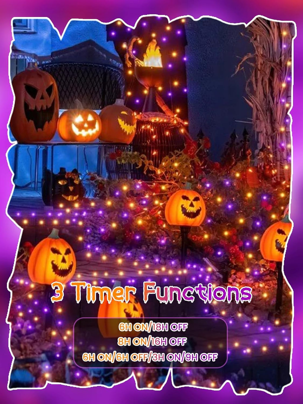 500 LED Orange and Purple Halloween Lights Plug in, Dimmable Twinkle Lights with Remote 8 Modes and Timer, 25FT Waterproof Fairy String Light for Indoor Outdoor Horror Party Tree Decorations
