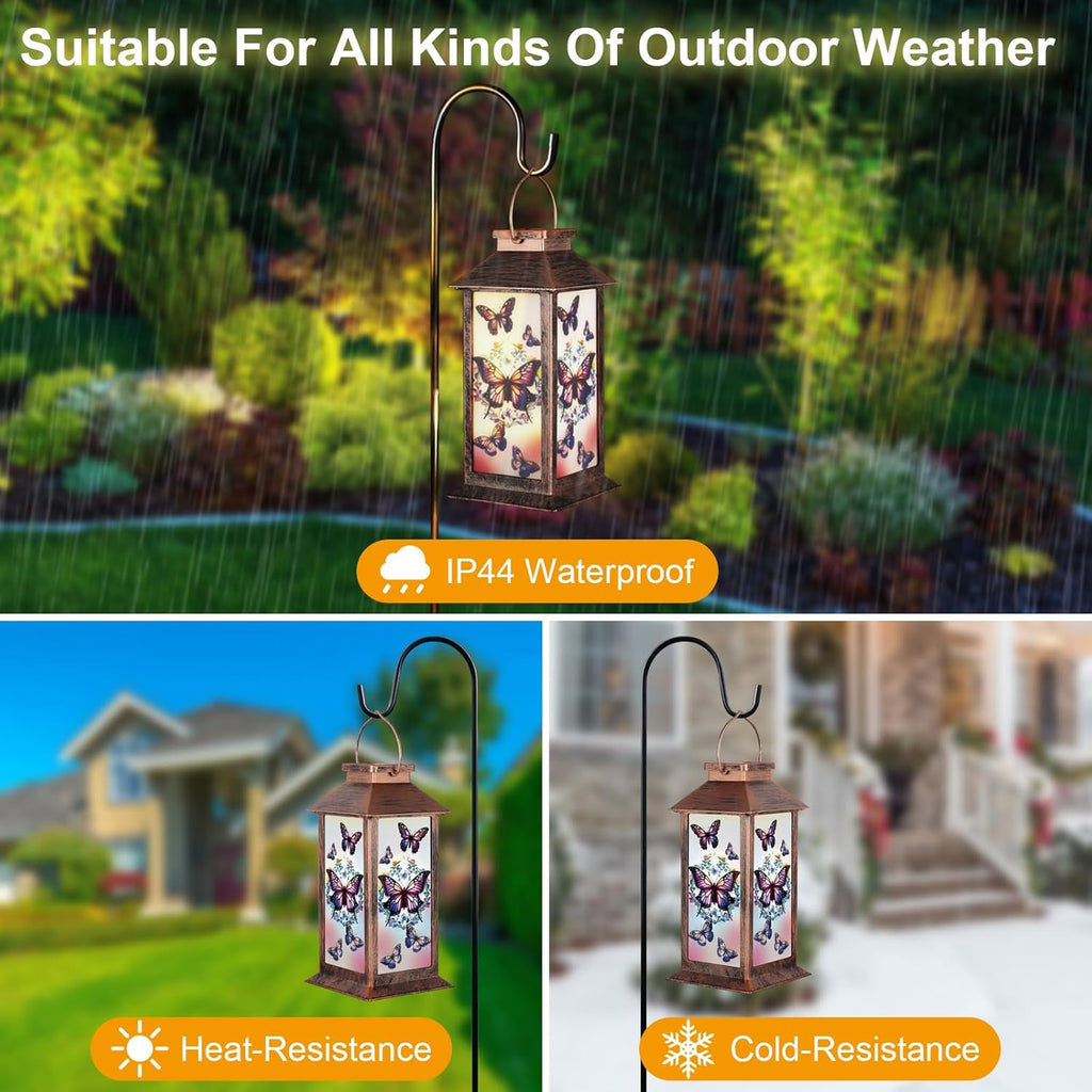Solar Lantern Outdoor Waterproof Butterfly Garden Decor Birthday Gifts for Women Mom and Grandma Solar LED Plastic Decorative Hanging Light for Yard(Butterfly)