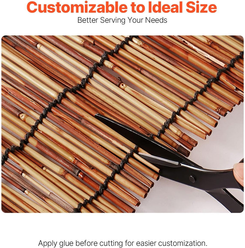 VEVOR Natural Reed Fencing, 4ft x 16.4 ft, Decorative Bamboo Privacy Screen,Reed Fence Roll Patio Decorative Fences Reed Screen Curtain for Garden Backyard Patio Balconies,Brown