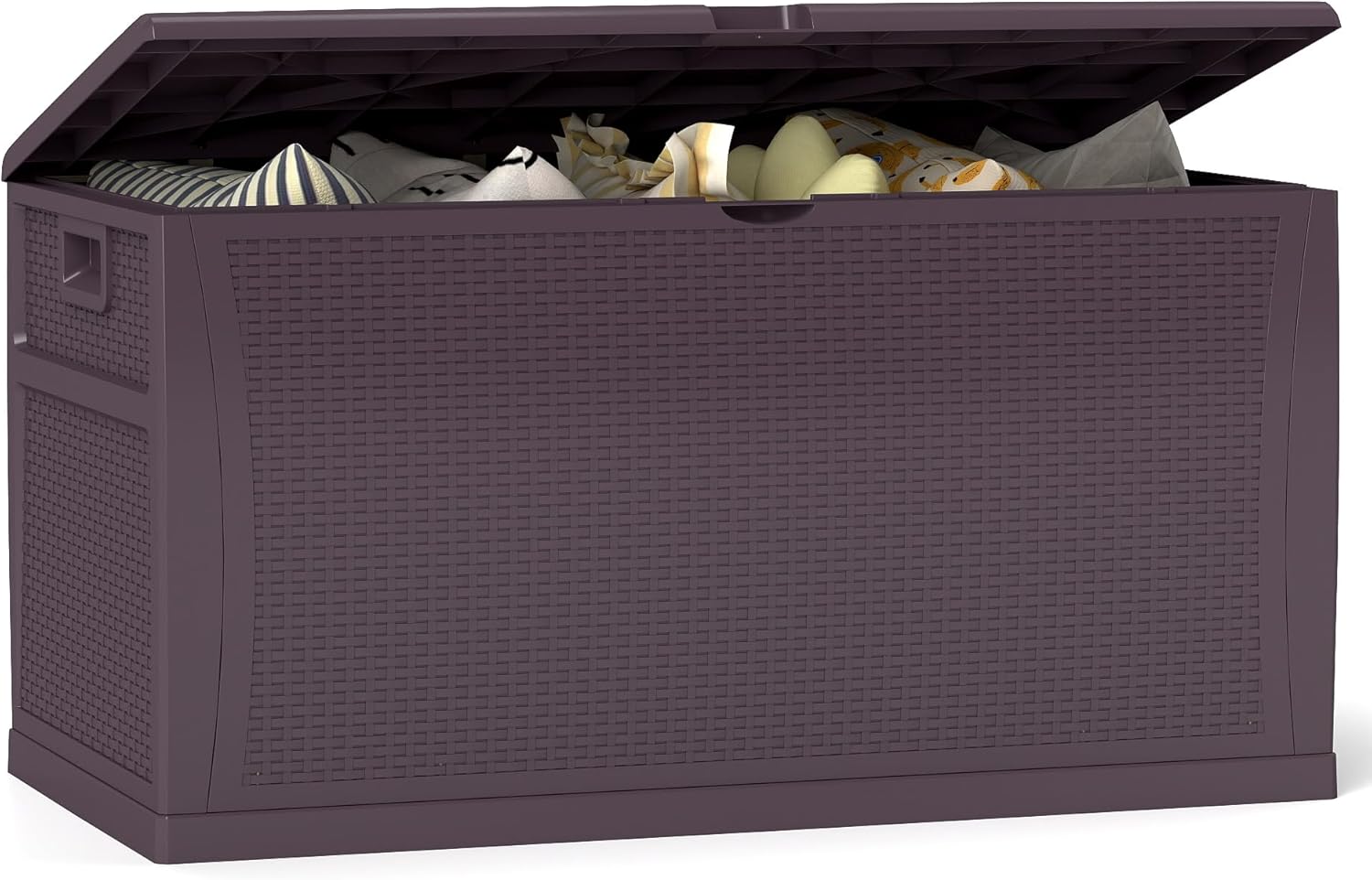 125 Gallon Resin Deck Box, Weatherproof Outdoor Storage Box for Patio, Garden, Pool, and Yard, Lockable Waterproof Bin for Tools, Cushions, and Accessories, Brown