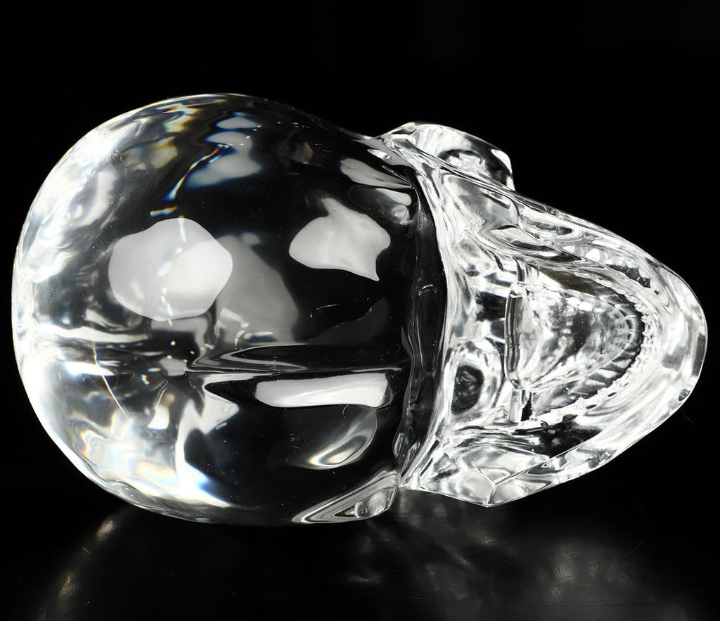 Skullis 5.0" K9 Crystal Skull, Hand Carved Gemstone Fine Art Sculpture, Reiki Healing Stone Statue.2831